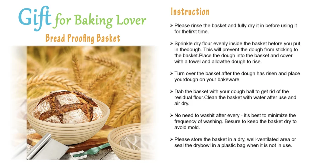 Eco-Friendly Natural Rattan 9 Inch Bread Proofing Basket for Bakers