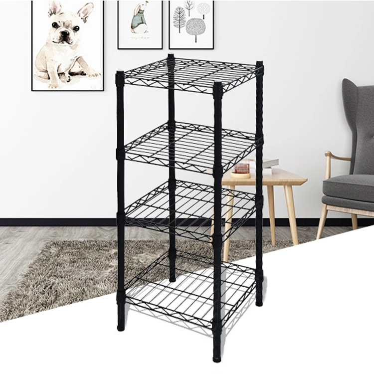 Four-Layer Storage Rack Black Baking Paint Multi-Functional Simple Storage Rack Debris Storage Rack