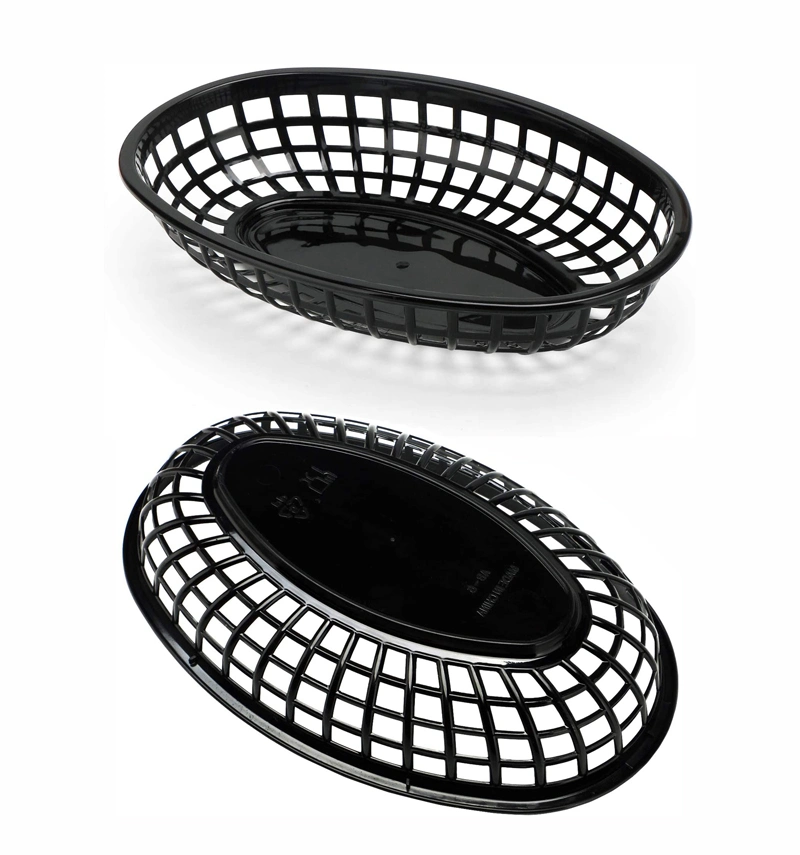 Plastic Fry Fast Food Basket Bread Baskets Oval-Shaped Tray Restaurant Supplies, Deli Serving Bread Basket for Chicken, Burgers, Sandwiches & Fries