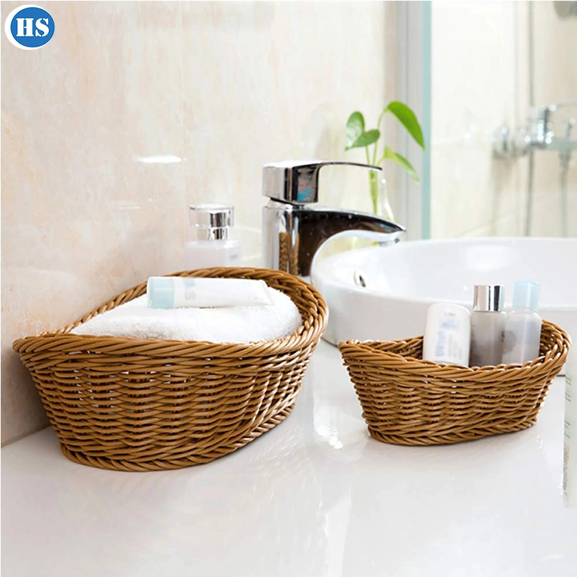 Haosen PP Rattan Storage Basket Plastic Rattan Bread Basket