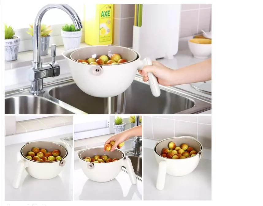 2 Tiers Vegetable Fruit Drain Basket Washing Bowl Detachable Plastic Kitchen Double Sink Drain Basket Bowl