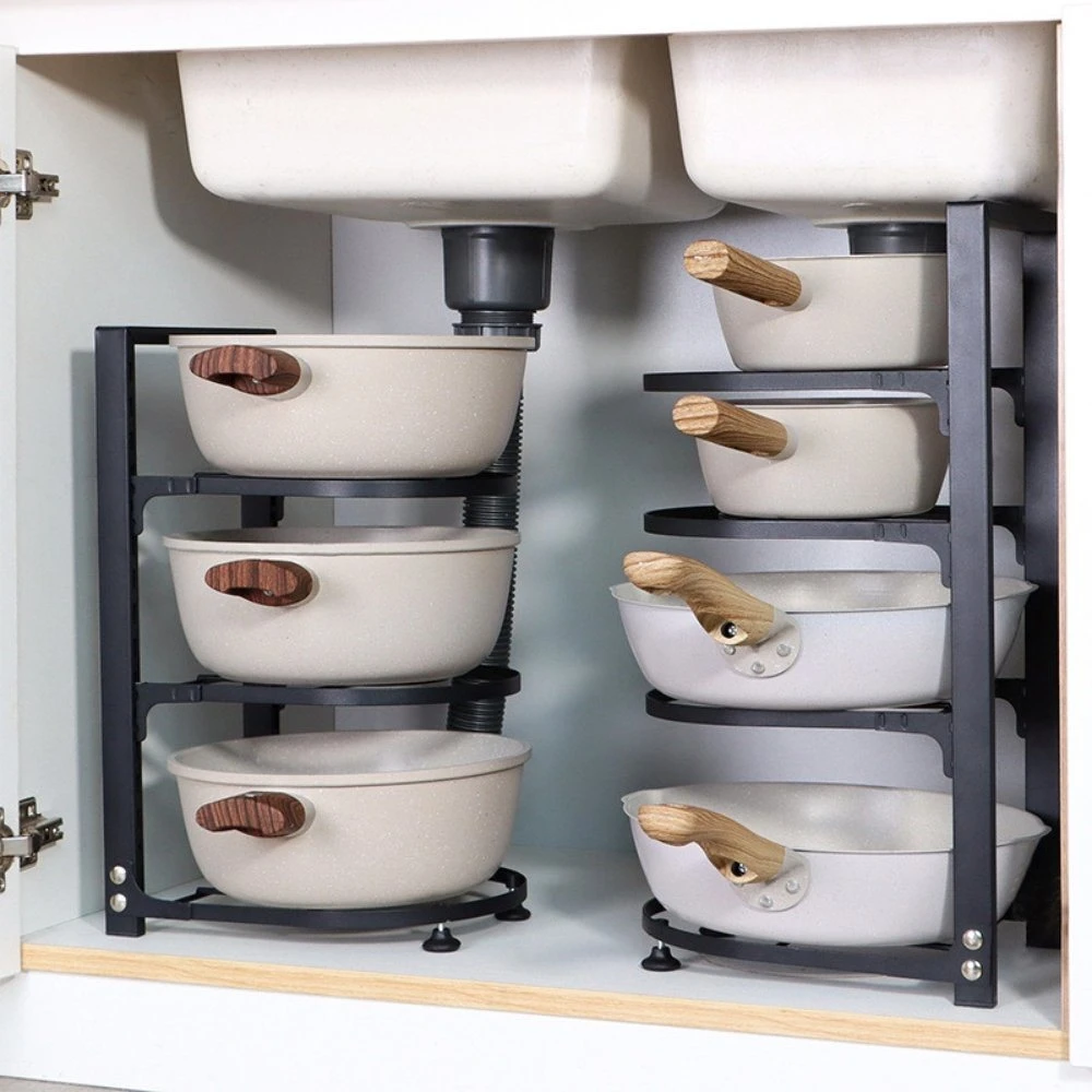 Multi-Layer Pot Storage Shelf Under Sink Cabinet Layered Rack Organizer Ai23131