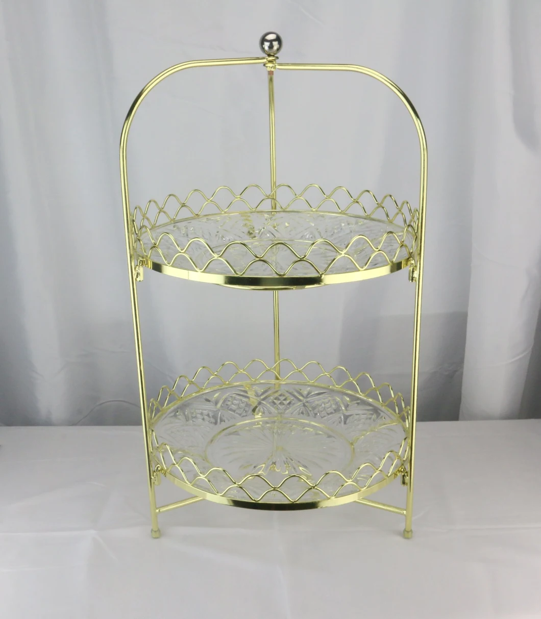 Light Luxury Style Gold 2-Tier Pastry Display Rack Livingware Fruit Basket