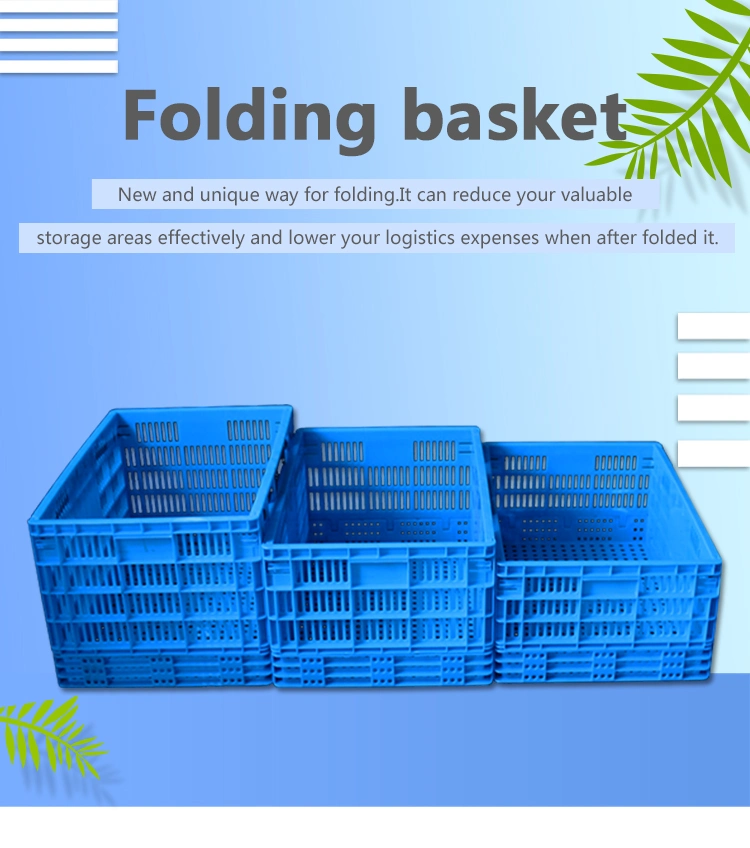 Colorful PP Material Folding Fruit and Vegetable Square Storage Stacking Basket with Holes